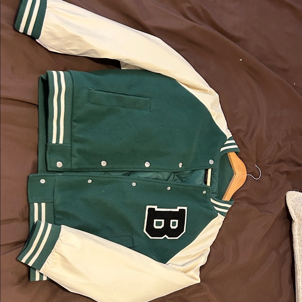Love Tree Green and White Varsity Jacket